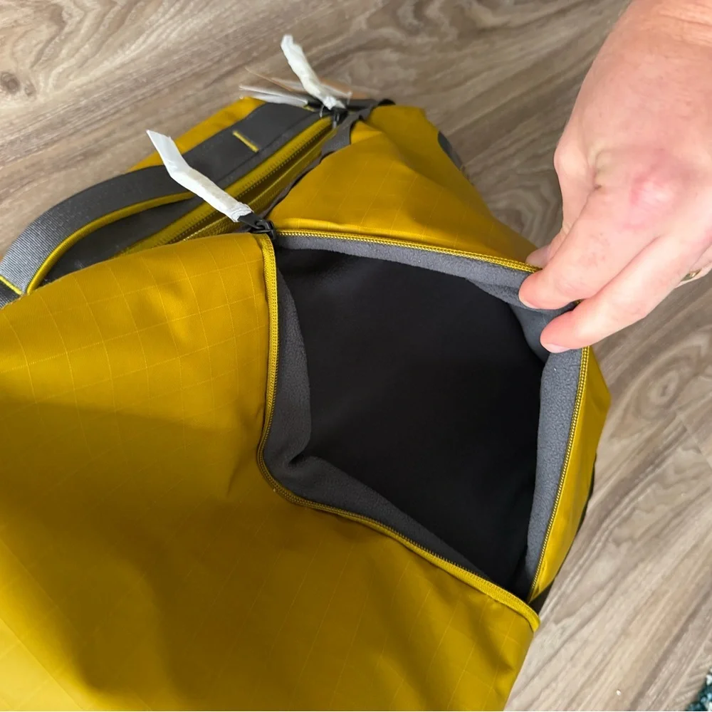 The North Face Men's Yellow Backpack with Gray Accents